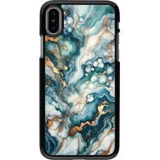 iPhone X / Xs Case Hülle - Grüner Blauer Goldener Marmor