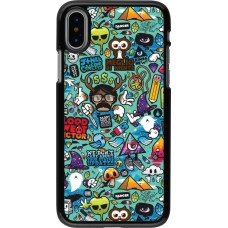 iPhone X / Xs Case Hülle - Mixed Cartoons Turquoise