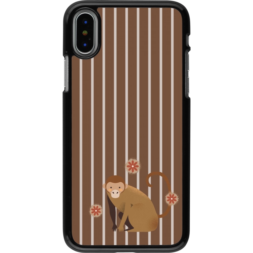 iPhone X / Xs Case Hülle - Monkey with stripes