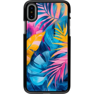 iPhone X / Xs Case Hülle - Palms Blue