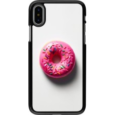 iPhone X / Xs Case Hülle - Weisser Hintergrund, pinker Donut