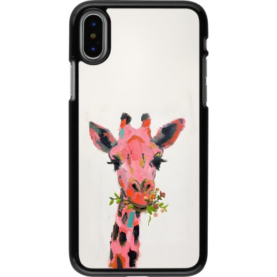 iPhone X / Xs Case Hülle - Pink Girafe Paint