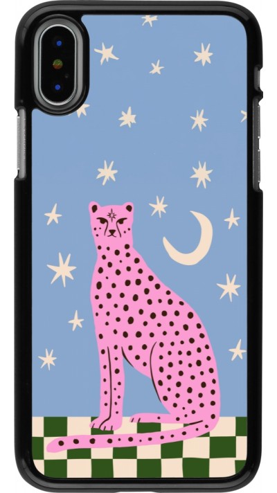 iPhone X / Xs Case Hülle - Pink leopard with stars 2026