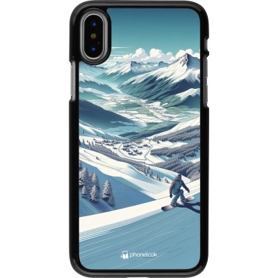 Coque iPhone X / Xs - Snowboarder Montagne