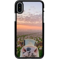 iPhone X / Xs Case Hülle - Cow with tulips Spring 2026