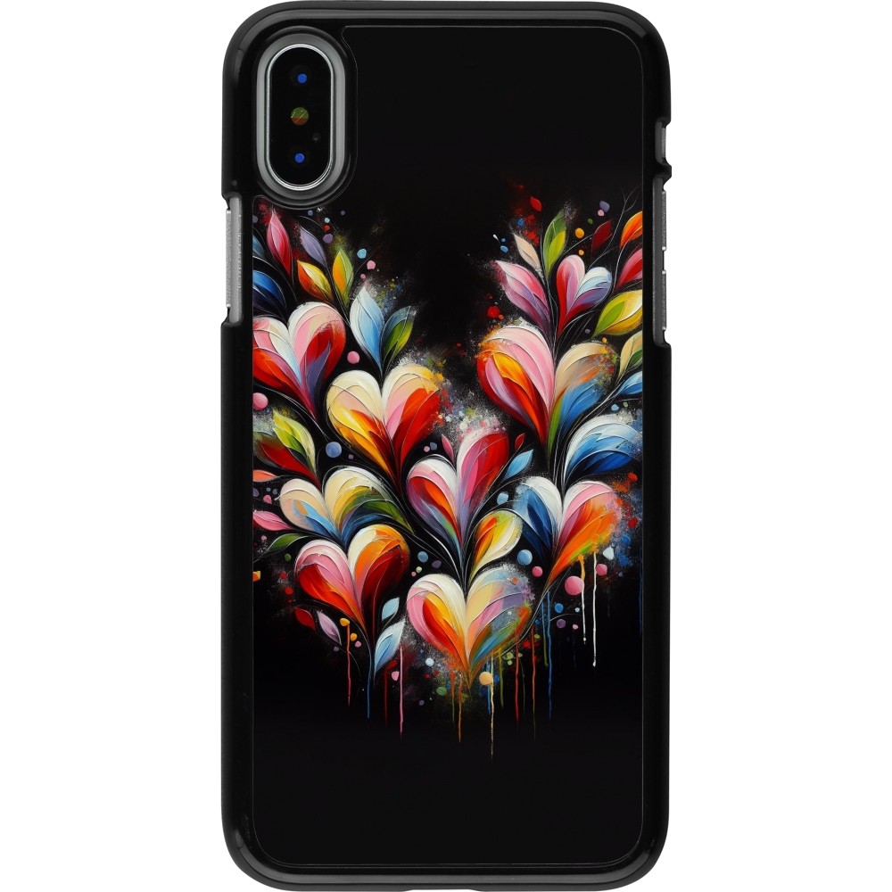 Coque iPhone X / Xs - Valentine 2024 Coeur Noir Abstrait