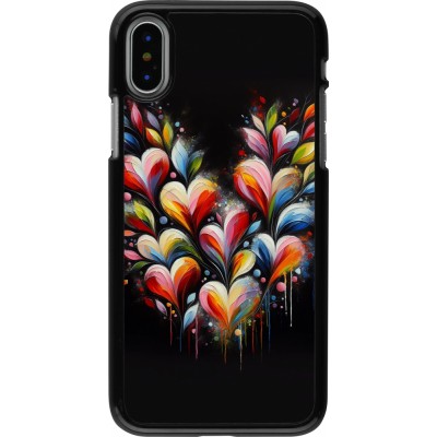 Coque iPhone X / Xs - Valentine 2024 Coeur Noir Abstrait