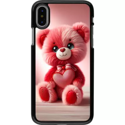 iPhone X / Xs Case Hülle - Valentin 2024 Rosaroter Teddybär