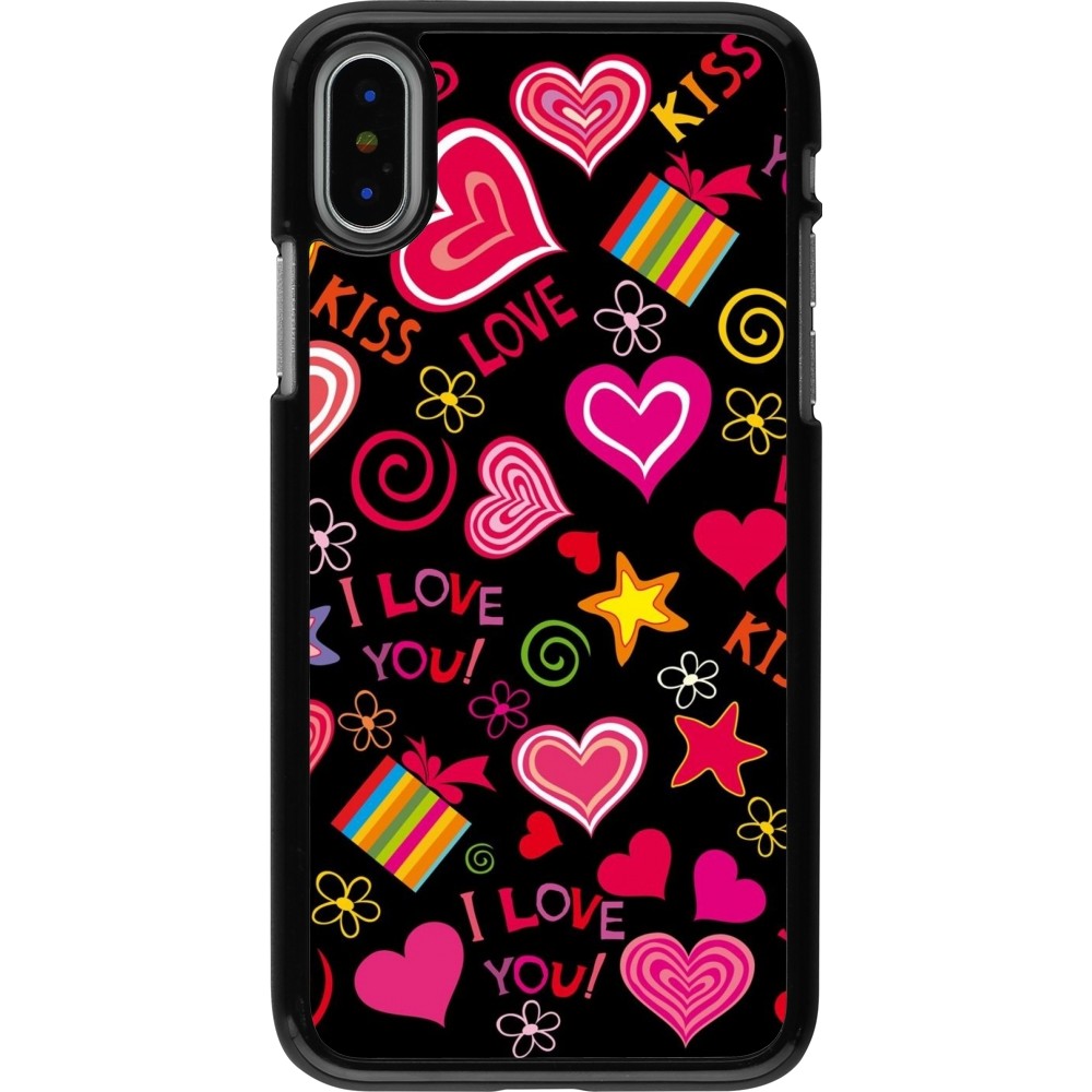 iPhone X / Xs Case Hülle - Valentine 2023 love symbols