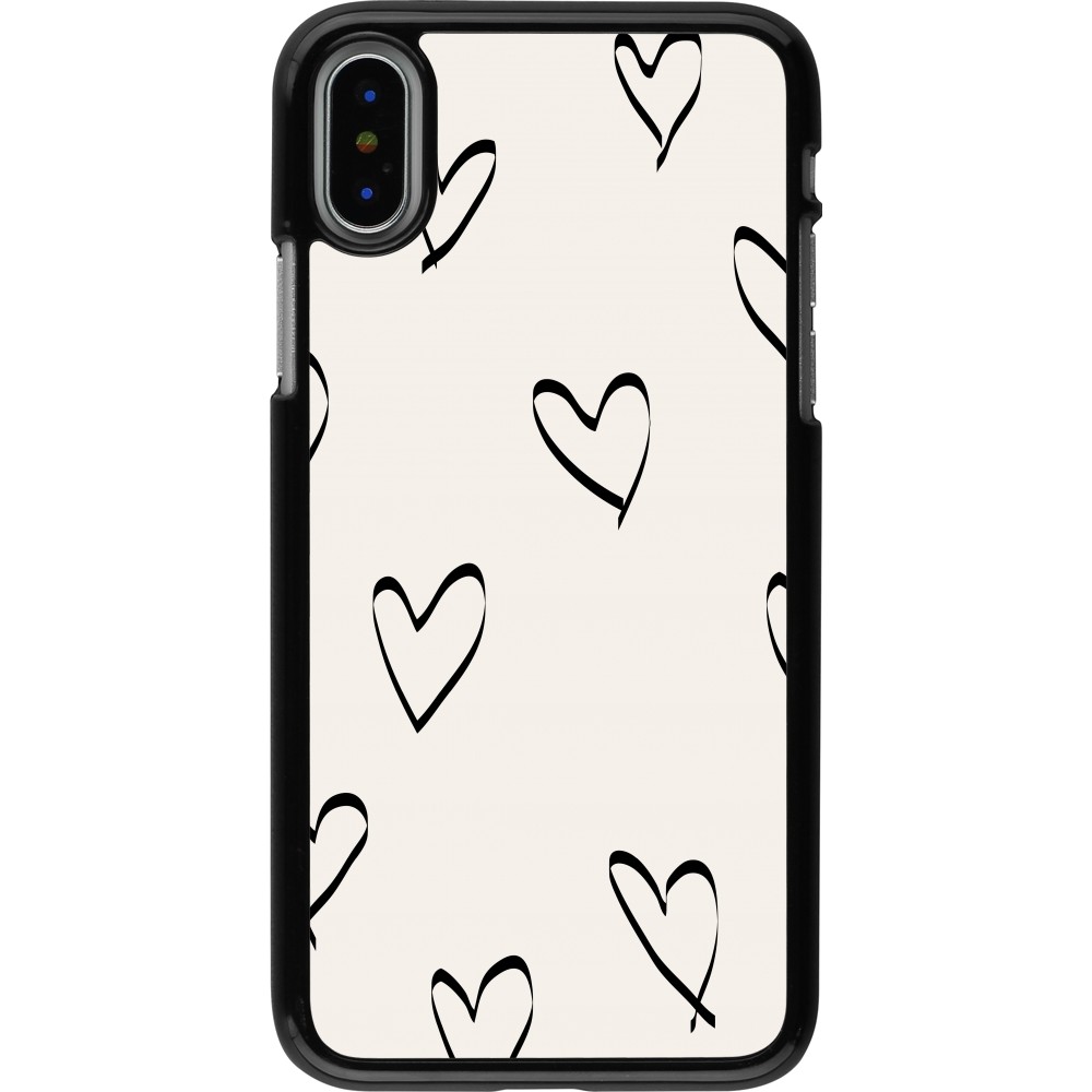 iPhone X / Xs Case Hülle - Valentine 2023 minimalist hearts