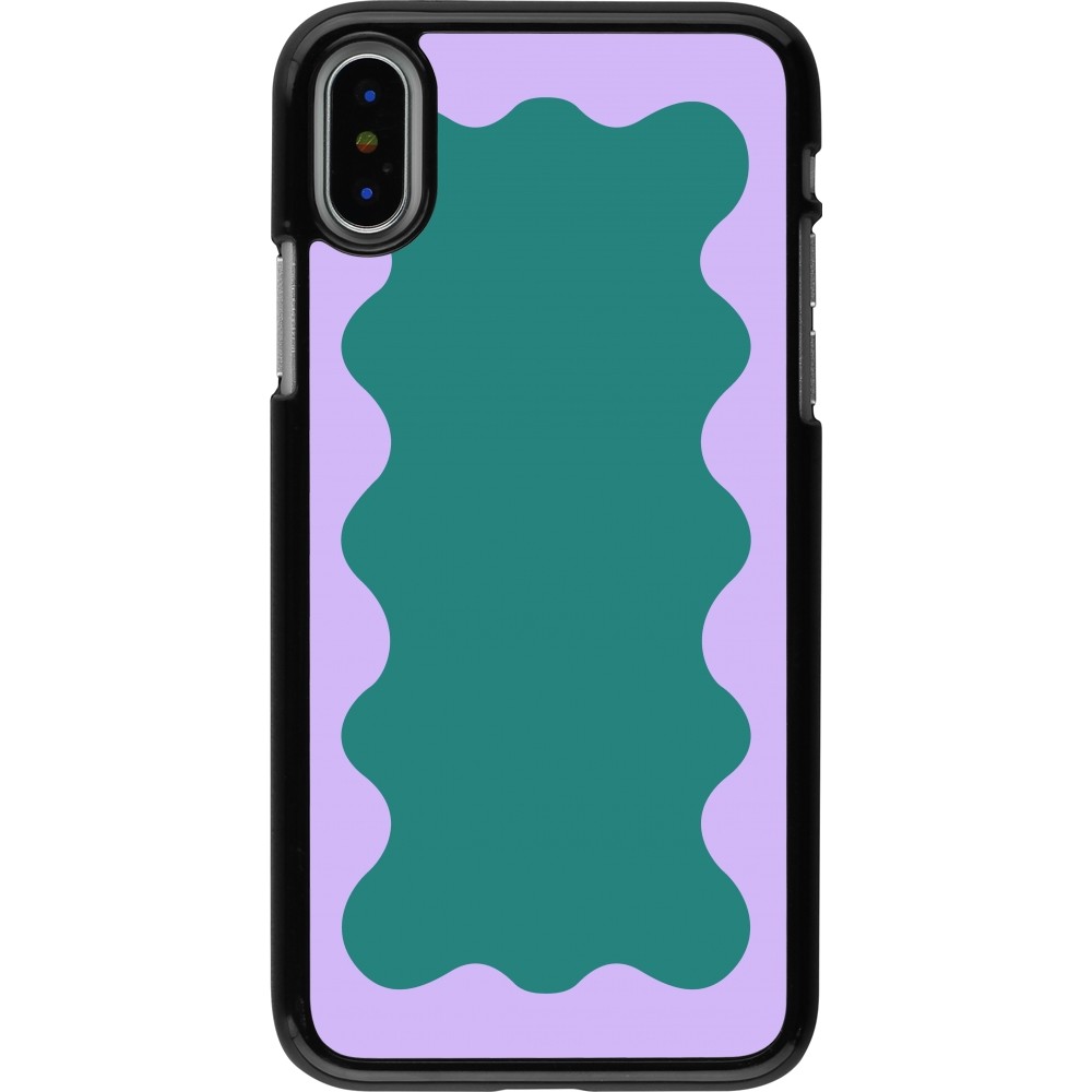 iPhone X / Xs Case Hülle - Wavy Rectangle Green Purple