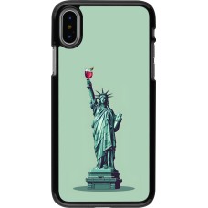 Coque iPhone X / Xs - Wine Statue de la liberté avec un verre de vin