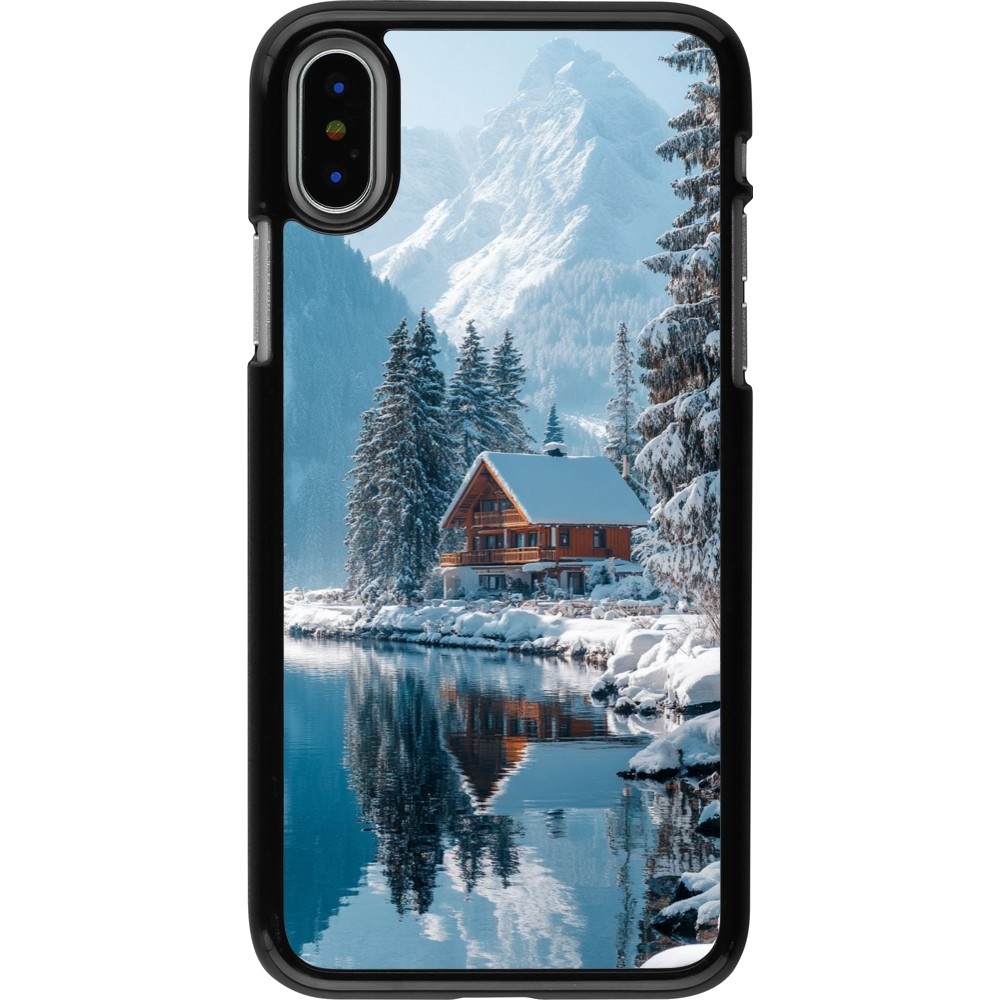 iPhone X / Xs Case Hülle - Winter 25 Winter house forest day