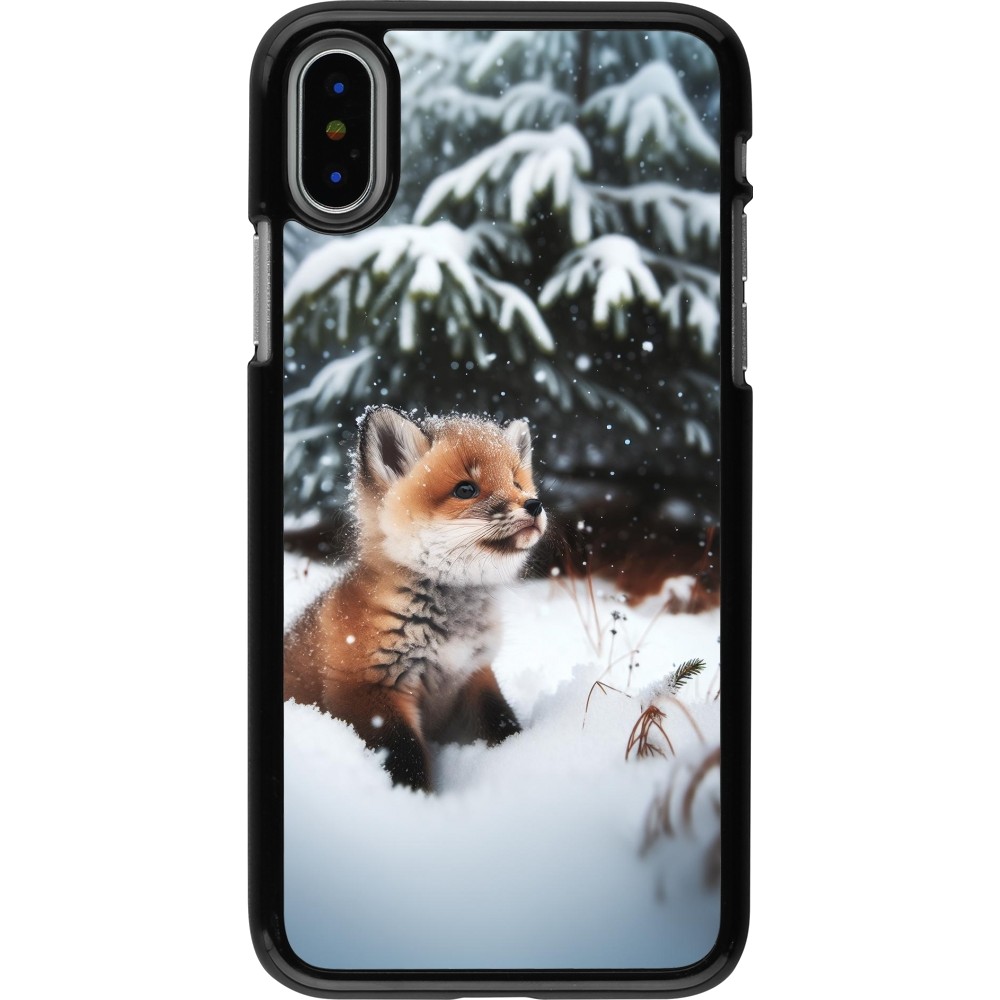 iPhone X / Xs Case Hülle - Weihnachten 2023 Fuechslein Tanne