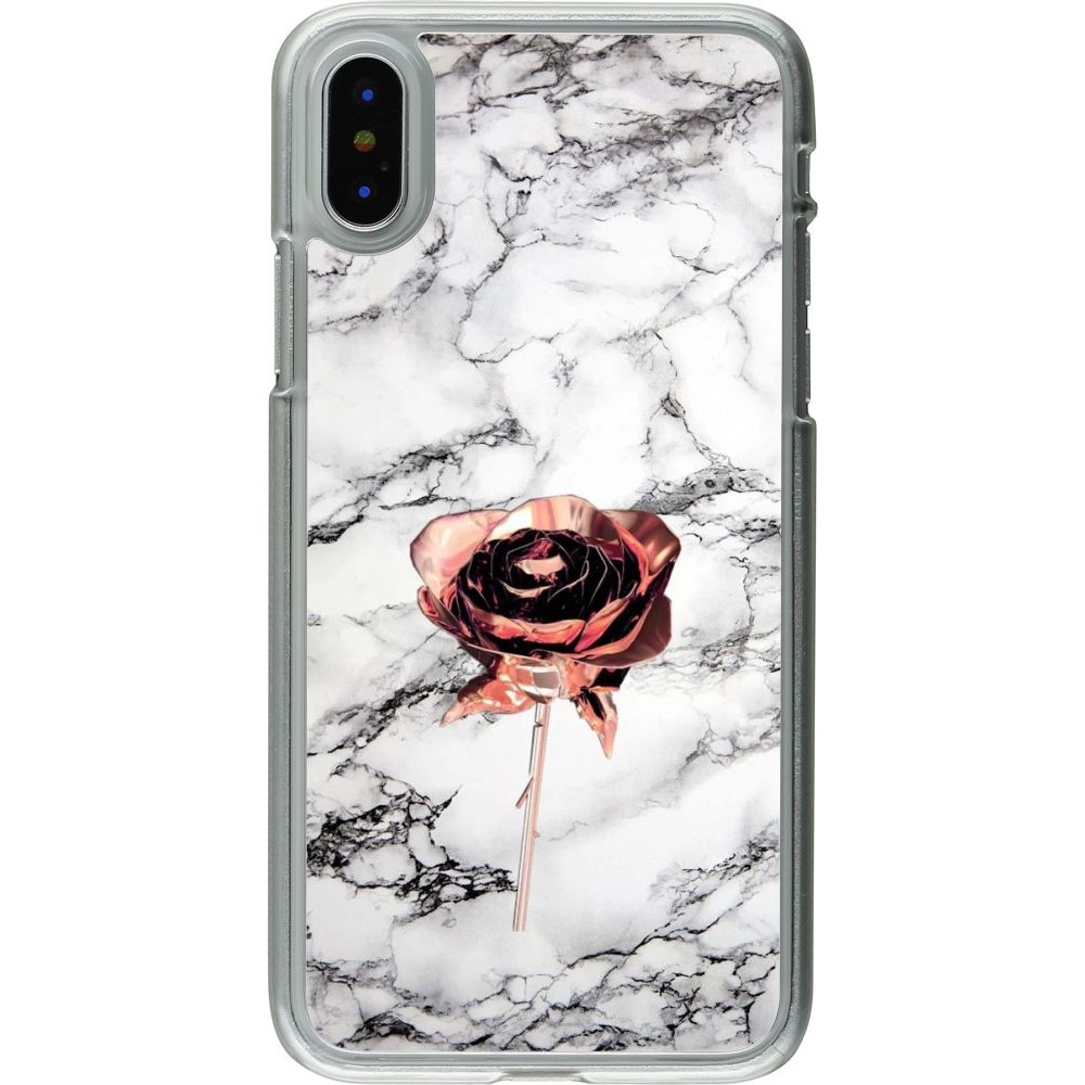 Hülle iPhone X / Xs - Kunststoff transparent Marble Rose Gold