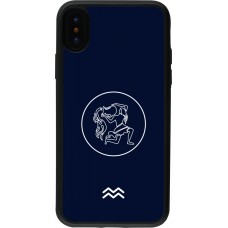 Coque iPhone X / Xs - Silicone rigide noir Astrologie Verseau