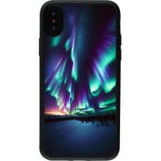 Coque iPhone X / Xs - Silicone rigide noir Aurore Boréale Étincelante