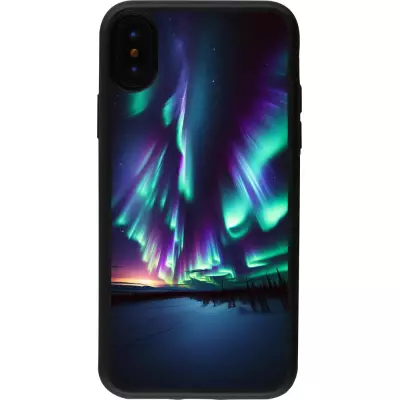 iPhone X / Xs Case Hülle - Silikon schwarz Funkelndes Nordlicht