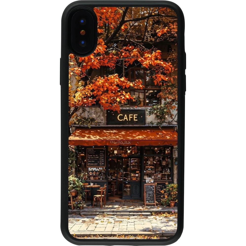iPhone X / Xs Case Hülle - Silikon schwarz Autumn 25 Coffee shop