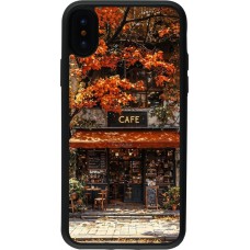 iPhone X / Xs Case Hülle - Silikon schwarz Autumn 25 Coffee shop