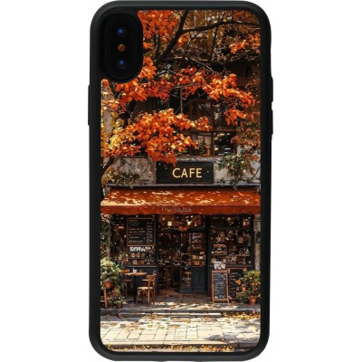 iPhone X / Xs Case Hülle - Silikon schwarz Autumn 25 Coffee shop