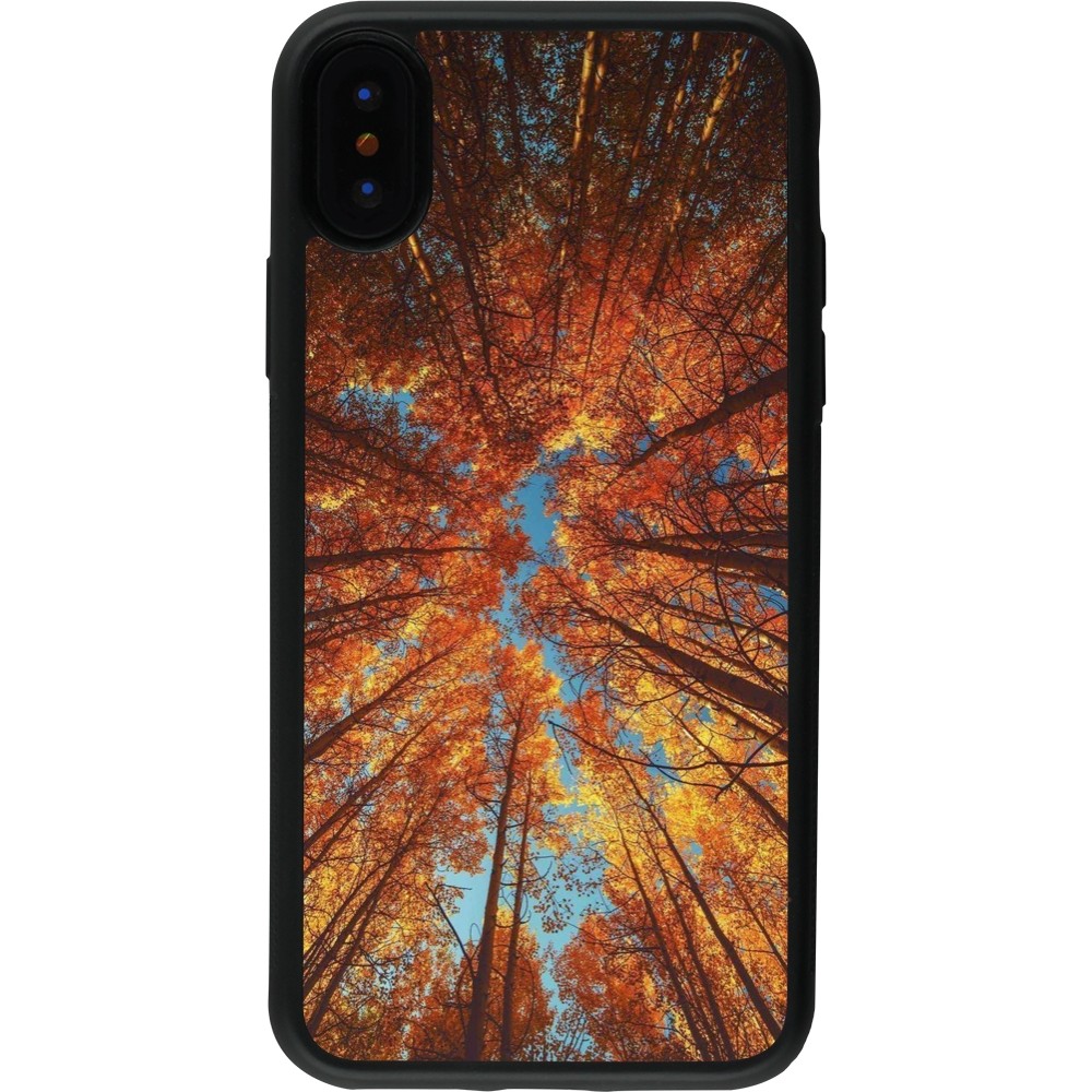 iPhone X / Xs Case Hülle - Silikon schwarz Autumn 25 Trees