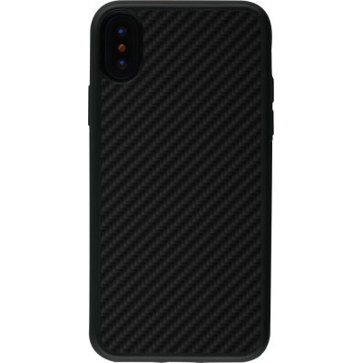 Coque iPhone X / Xs - Silicone rigide noir Carbon Basic