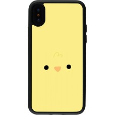 Coque iPhone X / Xs - Silicone rigide noir Easter 2026 Little chicken