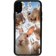 Coque iPhone X / Xs - Silicone rigide noir Easter 2026 Rabbits