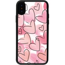 iPhone X / Xs Case Hülle - Silikon schwarz Easter 2023 pink hearts