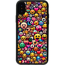 iPhone X / Xs Case Hülle - Silikon schwarz Emoji Mix Farbe