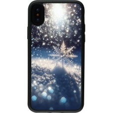 iPhone X / Xs Case Hülle - Silikon schwarz Schneeflocke Solar Glanz