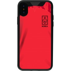Coque iPhone X / Xs - Silicone rigide noir Maillot de football Corée du Sud 2022 personnalisable