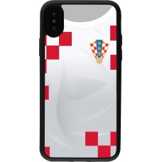 Coque iPhone X / Xs - Silicone rigide noir Maillot de football Croatie 2022 personnalisable