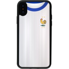 Coque iPhone X / Xs - Silicone rigide noir Maillot de football France Extérieur personnalisable