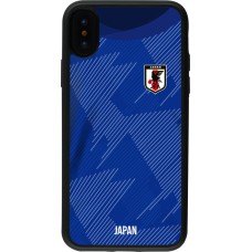 Coque iPhone X / Xs - Silicone rigide noir Maillot de football Japon 2022 personnalisable