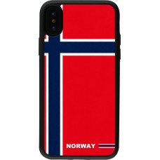 Coque iPhone X / Xs - Silicone rigide noir Maillot de football Norvège 2026 personnalisable