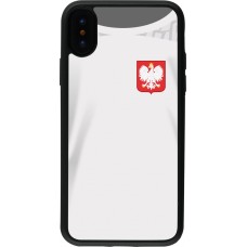 Coque iPhone X / Xs - Silicone rigide noir Maillot de football Pologne 2022 personnalisable