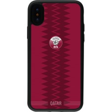 Coque iPhone X / Xs - Silicone rigide noir Maillot de football Qatar 2026 personnalisable