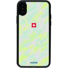Coque iPhone X / Xs - Silicone rigide noir Maillot de football Suisse Away 2026 personnalisable