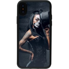 iPhone X / Xs Case Hülle - Silikon schwarz Halloween 22 Tattooed Girl