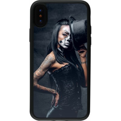 iPhone X / Xs Case Hülle - Silikon schwarz Halloween 22 Tattooed Girl