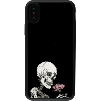 iPhone X / Xs Case Hülle - Silikon schwarz Halloween 2023 rose and skeleton