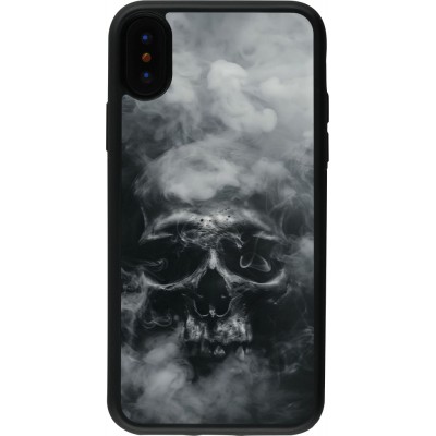 Coque iPhone X / Xs - Silicone rigide noir Halloween 2024 smoky skull
