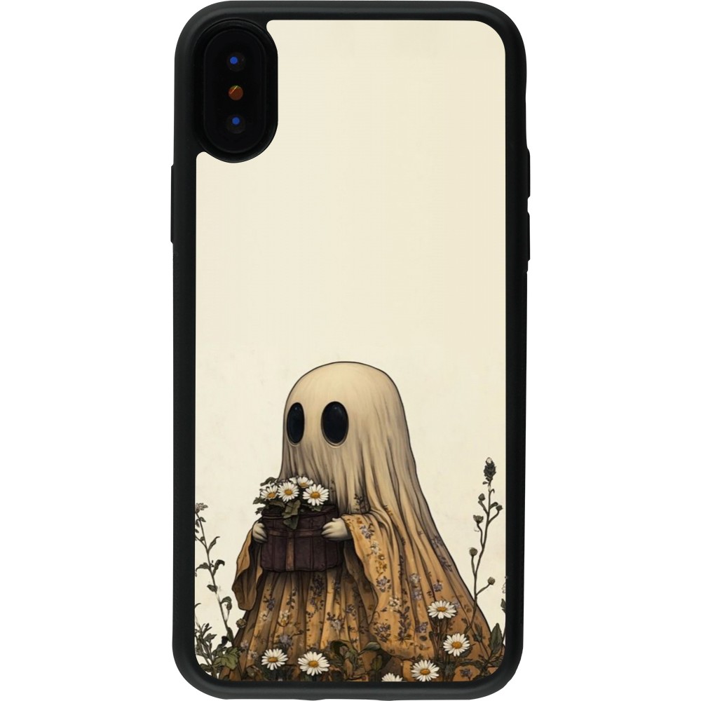 Coque iPhone X / Xs - Silicone rigide noir Halloween 2025 Ghost gardener