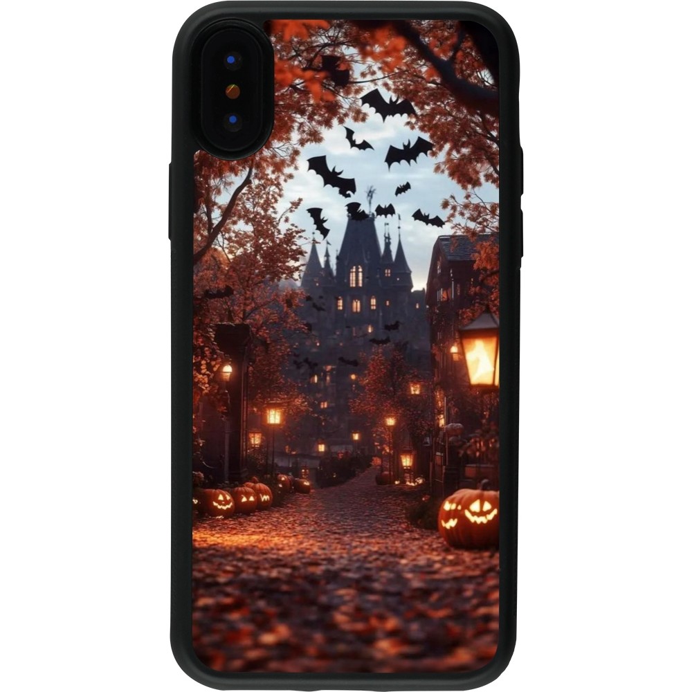 iPhone X / Xs Case Hülle - Silikon schwarz Halloween 2025 Haunted house