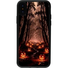 iPhone X / Xs Case Hülle - Silikon schwarz Halloween 2025 Road of Terrifying Pumpkins