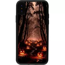 iPhone X / Xs Case Hülle - Silikon schwarz Halloween 2025 Road of Terrifying Pumpkins