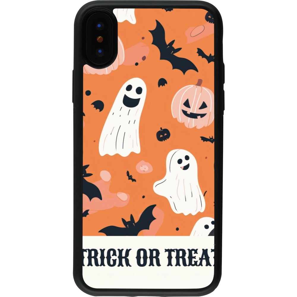Coque iPhone X / Xs - Silicone rigide noir Halloween 2025 Trick or treat