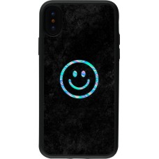 iPhone X / Xs Case Hülle - Silikon schwarz Happy smiley irisirt